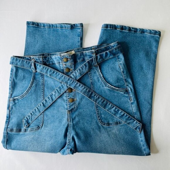 Chelsea & Violet Women's Wide Leg Crop Jeans Size 31 High Rise Button Fly - Picture 3 of 14